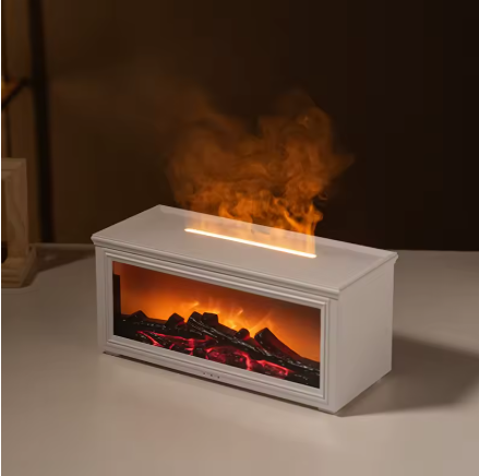 Essential Oil Diffuser, 3D Fireplace-Style Aromatherapy Humidifier with Colorful Flame Effect and Remote Control