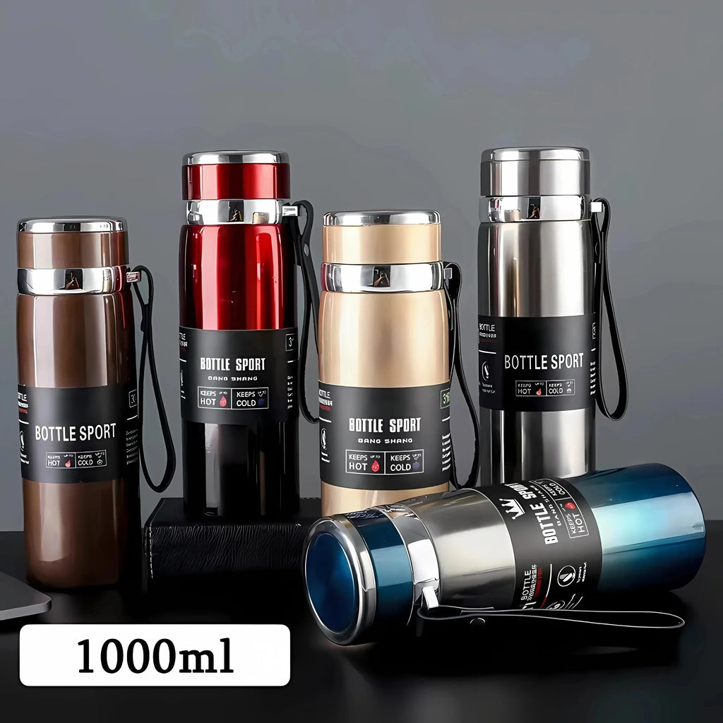Stainless Steel Insulated Thermos Bottle Long-Lasting Hot & Cold Temperature Control, Leak-Proof Water Bottle for Tea, Coffee, Travel & Sports