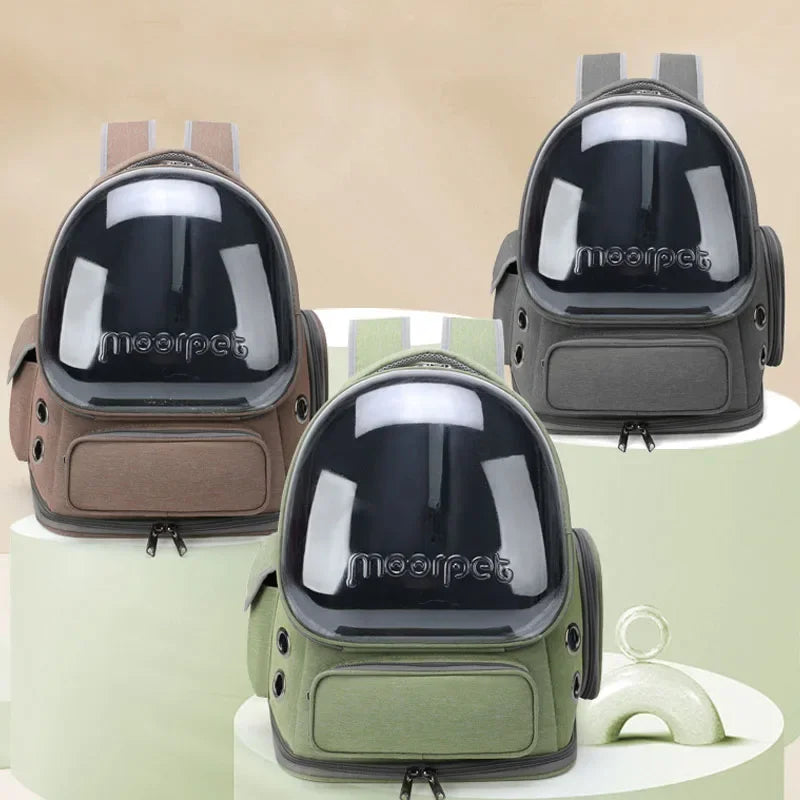 Transparent Pet Carrier Bag Breathable Capsule Backpack for Cats and Dogs Outdoor Travel Double Shoulder Carry
