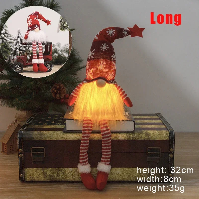 Christmas Gnome Plush with Warm Light Cute Holiday Ornament Christmas Decorations for Home Kids Gift