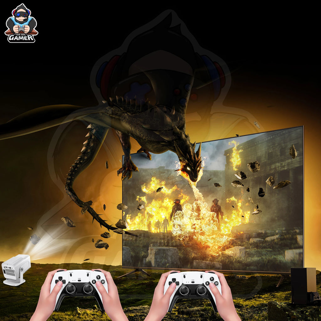 NEW HCS350 MAX Video Game Console and Projector  Ultimate Retro Gaming & Home Theater System – HD Projection, Android 11 & 10,000 Games