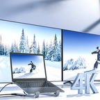 Portable Laptop Stand Aluminum Adjustable 8 Ports USB C Hub with 4K HDMI PD 100W for MacBook 10-17” Laptops Cooling Riser Mount