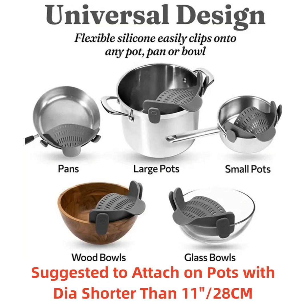 Adjustable Clip On Strainer Universal Strainer for Pots, Pans and Bowls Easy, Safe Draining & Heat-Resistant