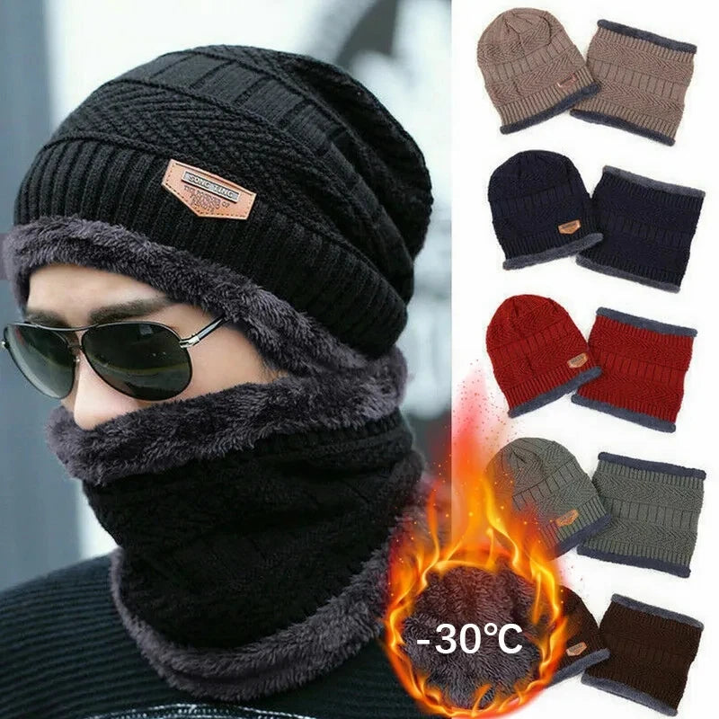 Winter Hats Knit Cap Velvet Hat Coral Fleece Scarf Outdoor Riding Hat Warm Thickening Plus Velvet Neck Protect Cap