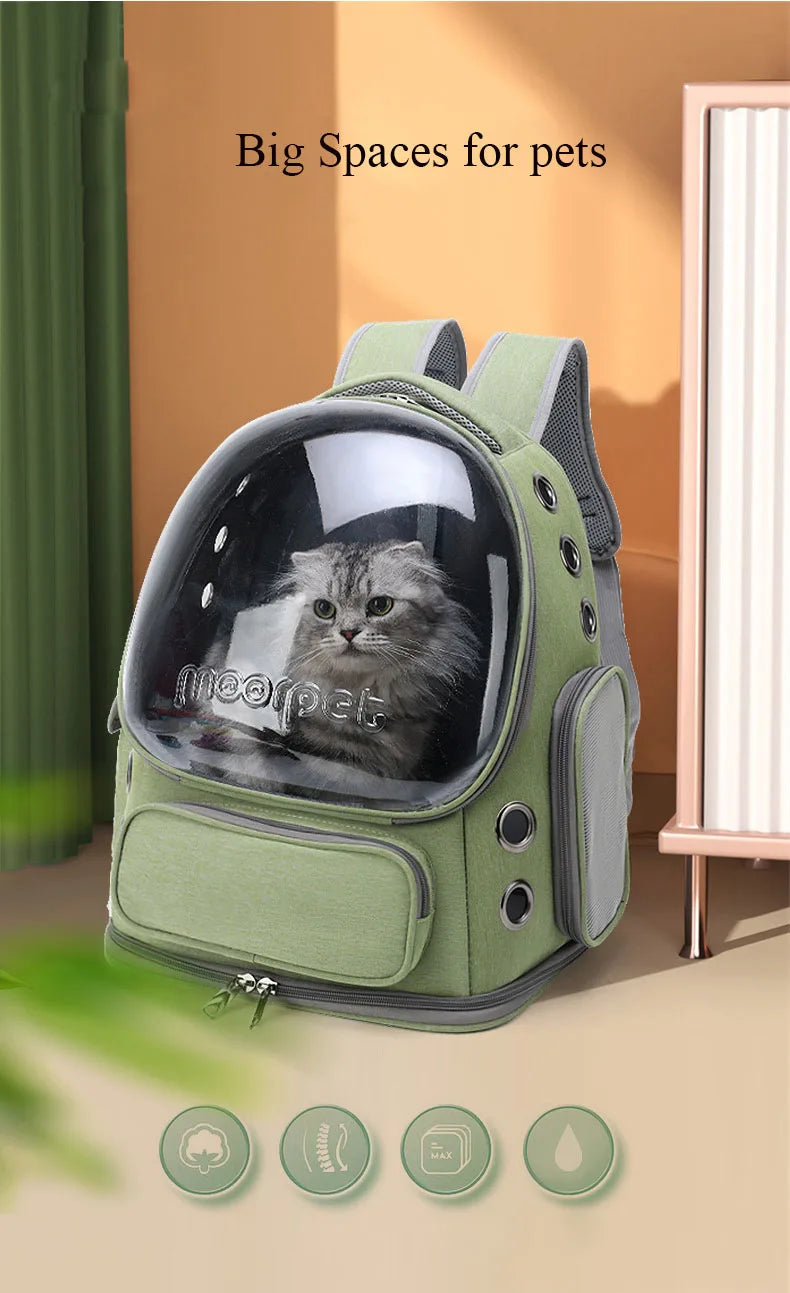 Transparent Pet Carrier Bag Breathable Capsule Backpack for Cats and Dogs Outdoor Travel Double Shoulder Carry