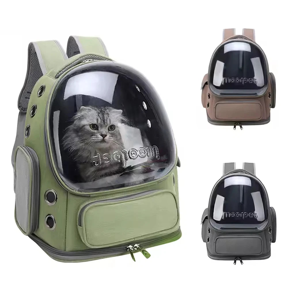 Transparent Pet Carrier Bag Breathable Capsule Backpack for Cats and Dogs Outdoor Travel Double Shoulder Carry