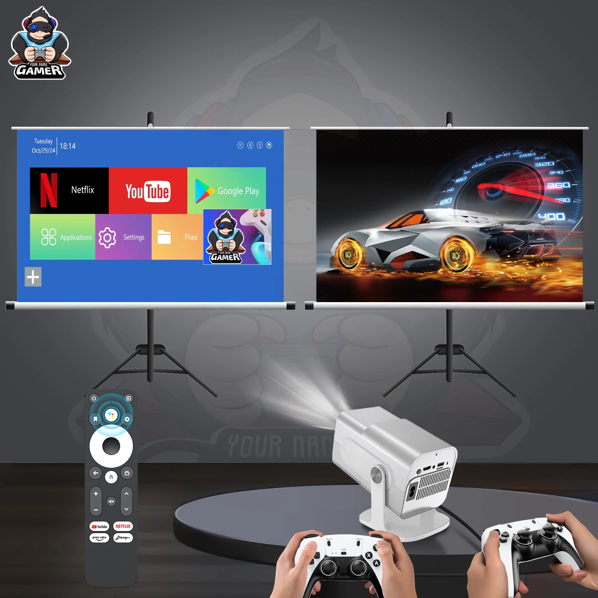 NEW HCS350 MAX Video Game Console and Projector  Ultimate Retro Gaming & Home Theater System – HD Projection, Android 11 & 10,000 Games