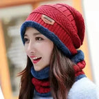 Winter Hats Knit Cap Velvet Hat Coral Fleece Scarf Outdoor Riding Hat Warm Thickening Plus Velvet Neck Protect Cap