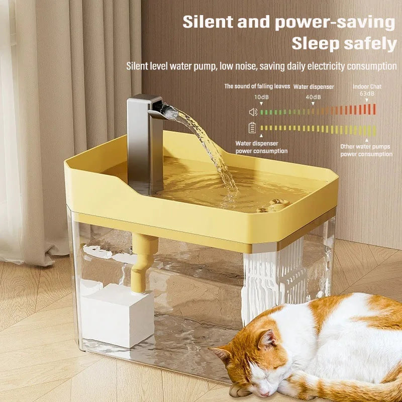 Cat Water Dispenser with Pump Filtered Water Mute Water Shortage Auto Power Off Automatic Circulating Flow Drinker