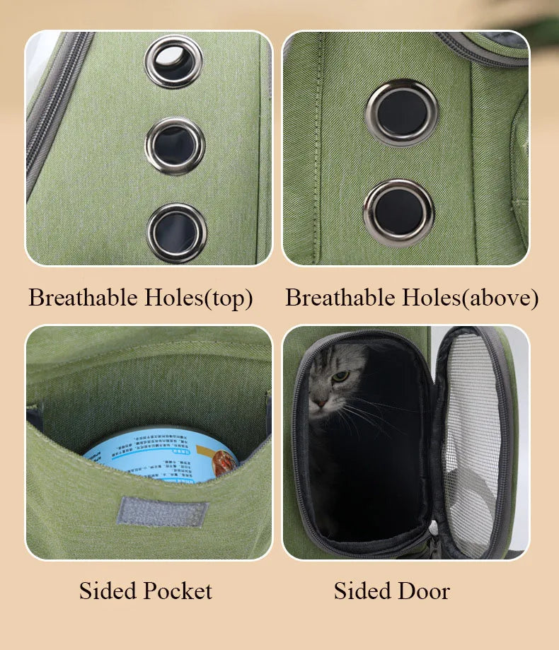 Transparent Pet Carrier Bag Breathable Capsule Backpack for Cats and Dogs Outdoor Travel Double Shoulder Carry