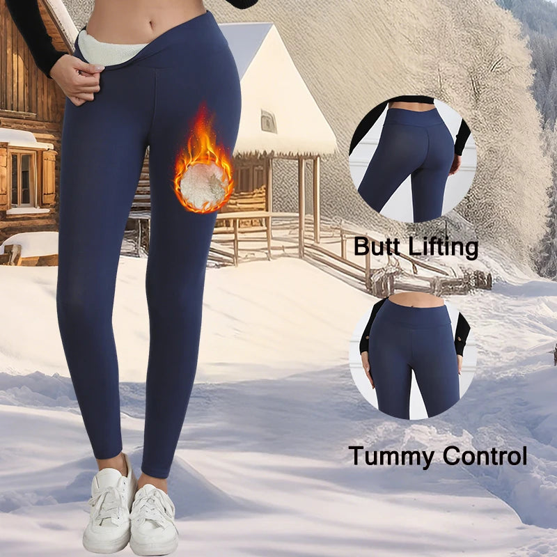 Women’s Winter Fleece Leggings High Waist, Thick & Warm, Slim Fit, Cold Weather Protection, Solid Color