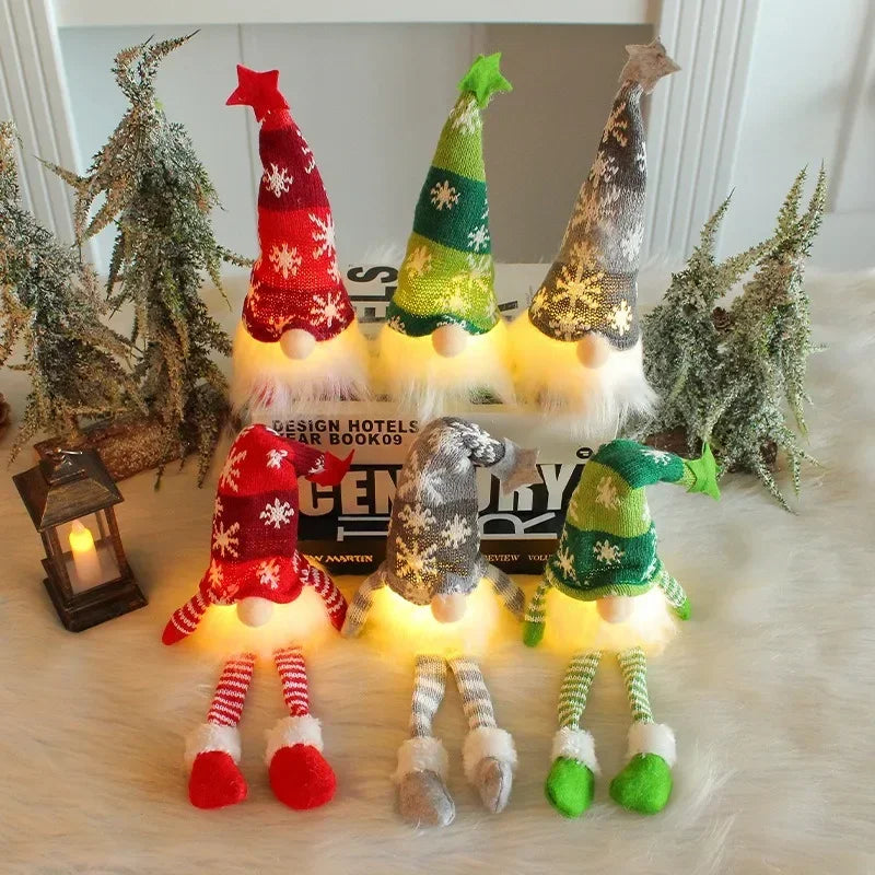 Christmas Gnome Plush with Warm Light Cute Holiday Ornament Christmas Decorations for Home Kids Gift