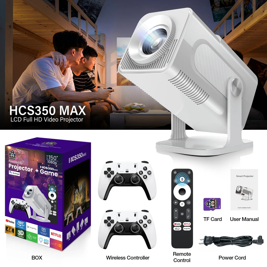 NEW HCS350 MAX Video Game Console and Projector  Ultimate Retro Gaming & Home Theater System – HD Projection, Android 11 & 10,000 Games