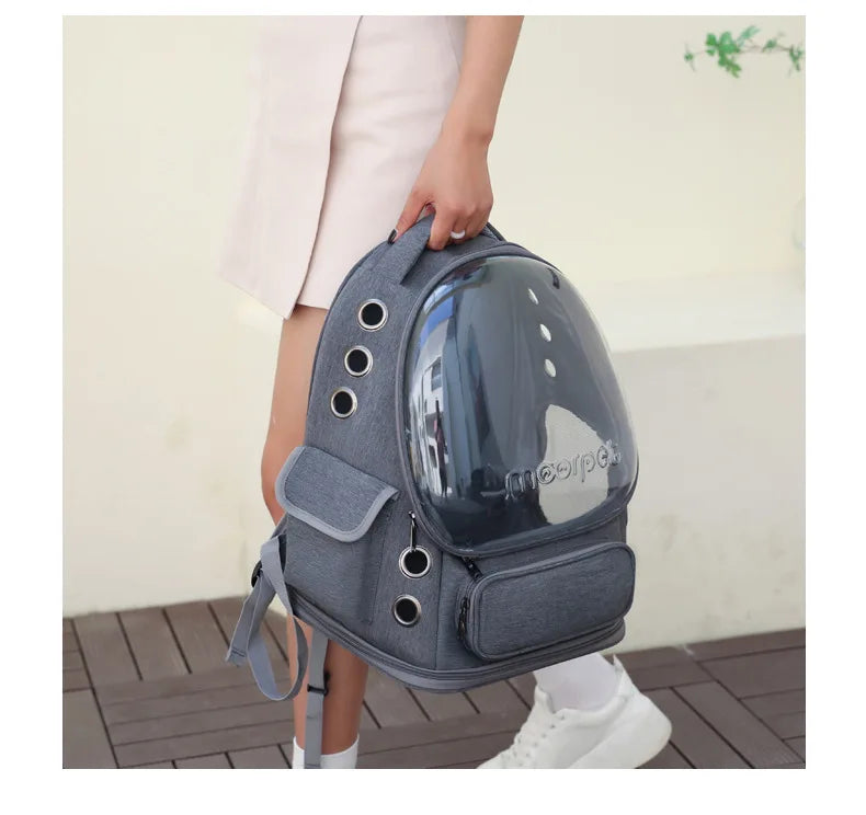 Transparent Pet Carrier Bag Breathable Capsule Backpack for Cats and Dogs Outdoor Travel Double Shoulder Carry