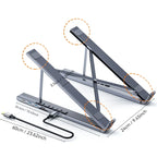 Portable Laptop Stand Aluminum Adjustable 8 Ports USB C Hub with 4K HDMI PD 100W for MacBook 10-17” Laptops Cooling Riser Mount