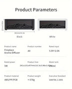 Essential Oil Diffuser, 3D Fireplace-Style Aromatherapy Humidifier with Colorful Flame Effect and Remote Control