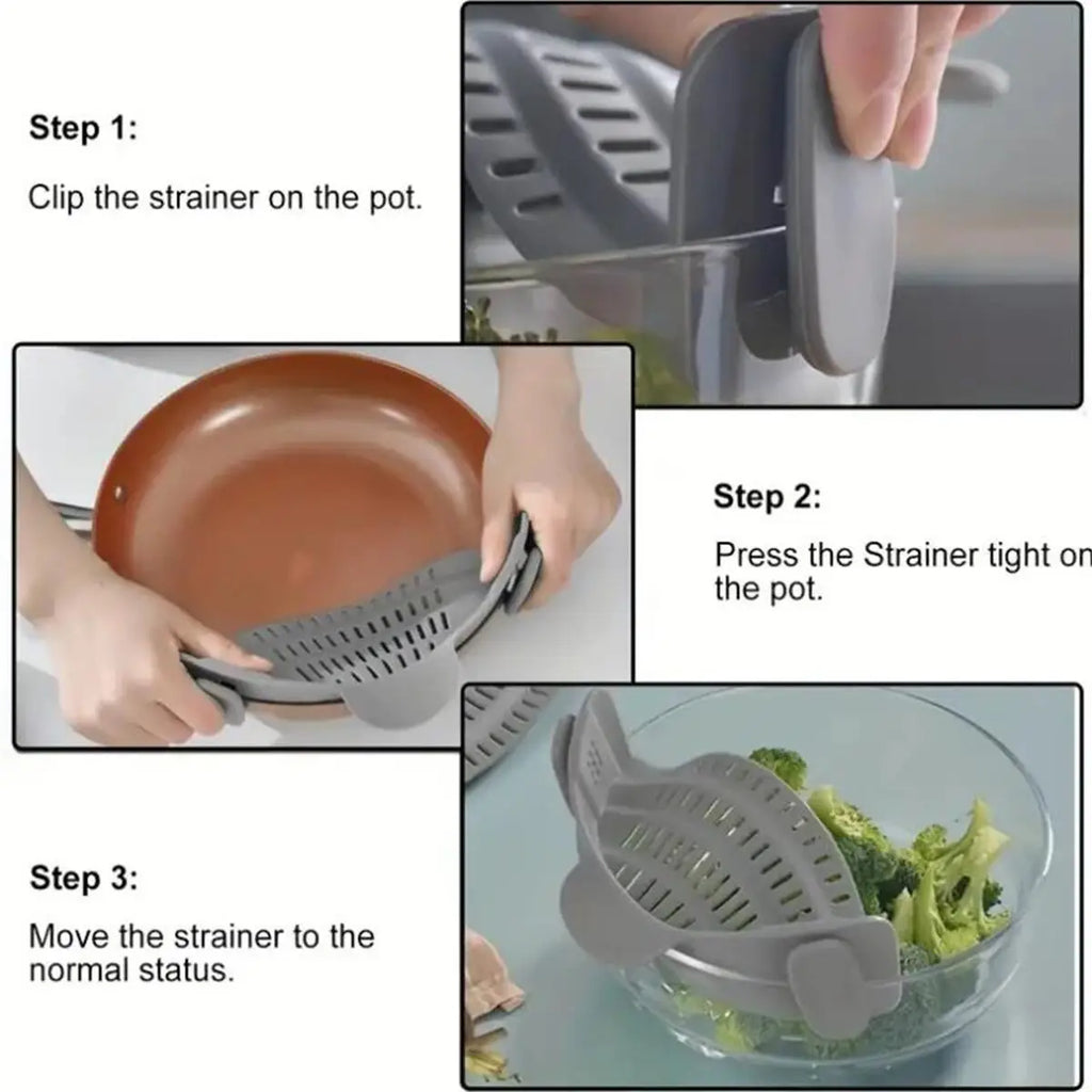 Adjustable Clip On Strainer Universal Strainer for Pots, Pans and Bowls Easy, Safe Draining & Heat-Resistant