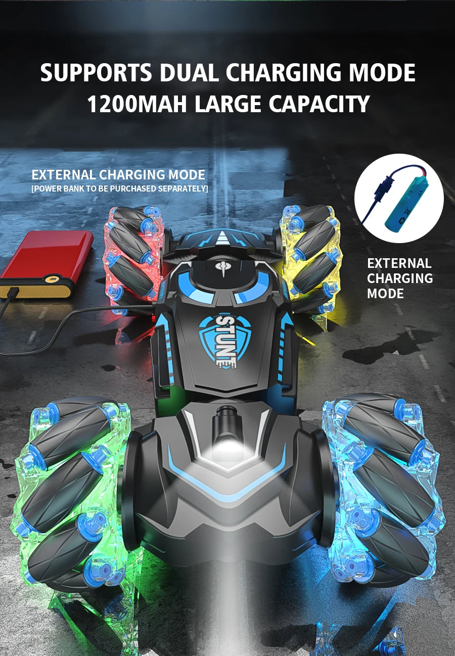 Car 360° Remote Control Double-Sided Gesture-Sensing Stunt Toy for Kids, Creative Gift for Boys Ages 6–12